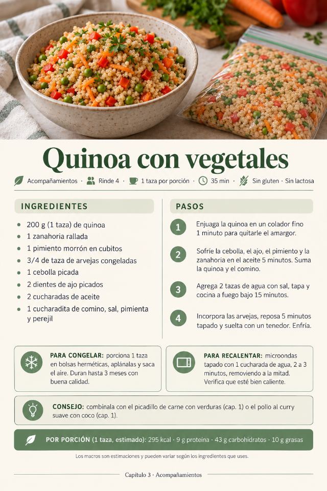 Ficha de receta: Quinoa con vegetales