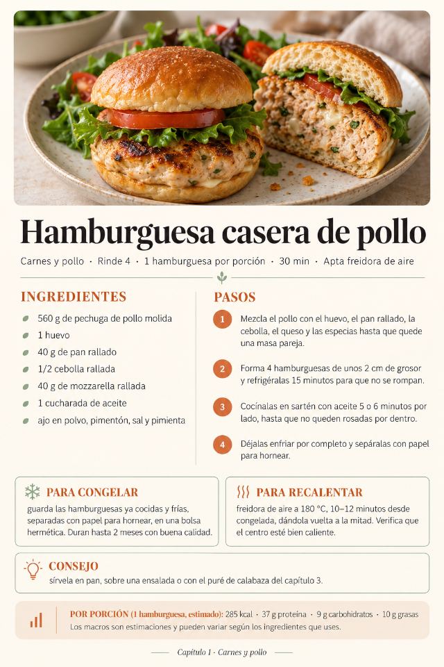 Ficha de receta: Hamburguesa casera de pollo