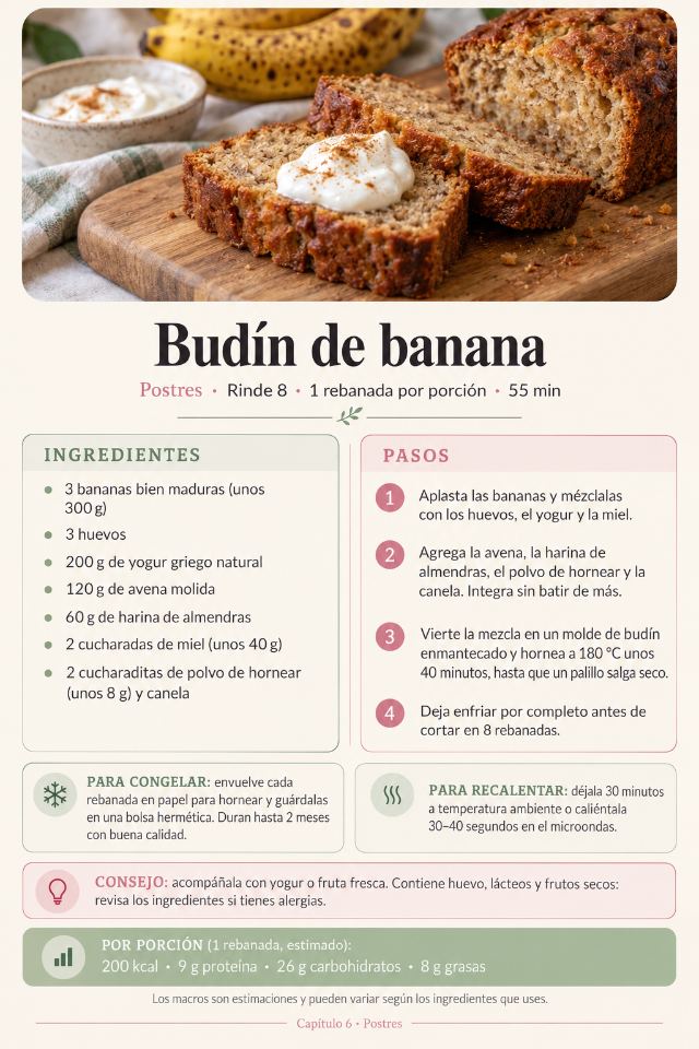 Ficha de receta: Budín de banana